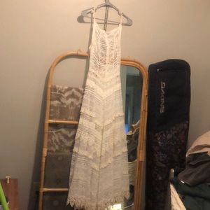 Free people white long lace dress